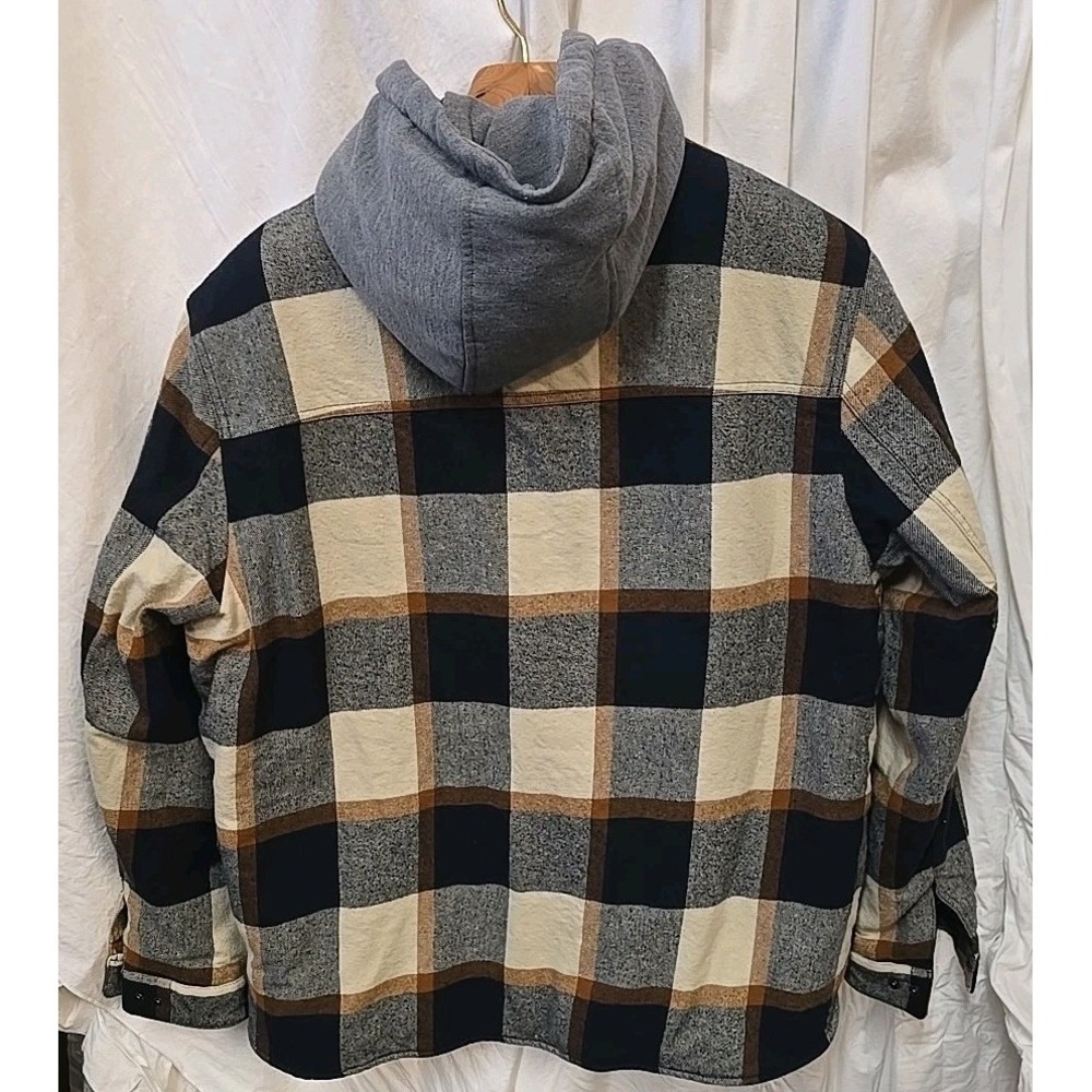 Levi's Sherpa Lined Flannel Hooded Adult XL Plaid Outdoors Mountain Jacket - Picture 4 of 8